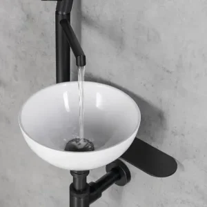 Koop Online Sapho Minor toilet waskom marmer 26cm wit met houder links