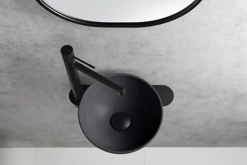 Seizoensaanbieding Sapho Minor toilet waskom beton 26cm antraciet met houder links