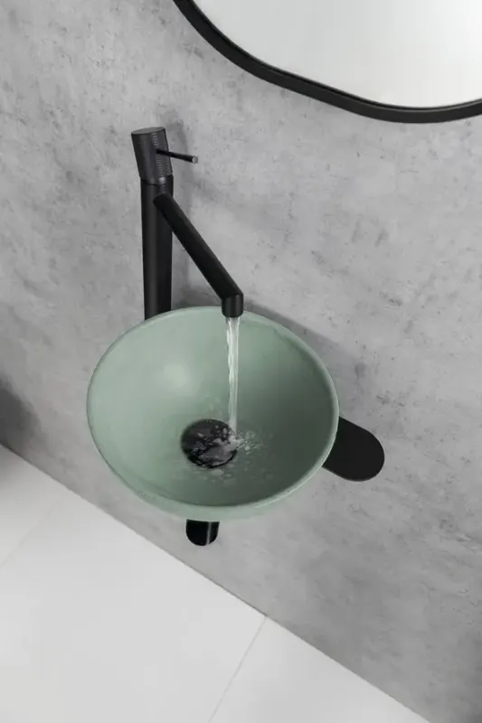 Beperkte Voorraad Sapho Minor toilet waskom beton 26cm groen met houder links