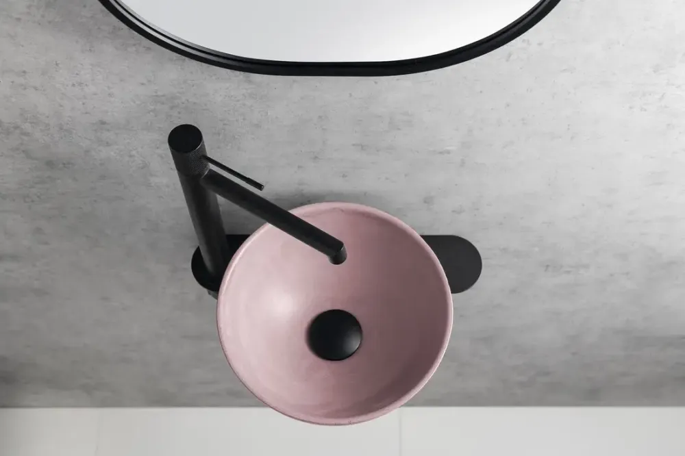 Sapho Minor toilet waskom beton 26cm roze met houder links Op = Op