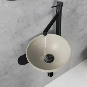Shop Nu Sapho Minor toilet waskom beton 26cm zand met houder rechts