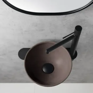 Sapho Minor toilet waskom beton 26cm donkerbruin met houder rechts Bestseller