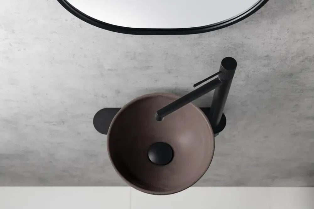 Sapho Minor toilet waskom beton 26cm donkerbruin met houder rechts Bestseller