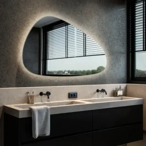 Hipp Design 13600 organische spiegel 100x60cm met backlight en spiegelverwarming Betrouwbaar