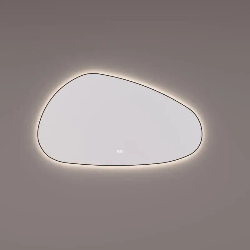 Bestel Nu Hipp Design 13600 organische spiegel 140x80cm met backlight en spiegelverwarming mat zwart