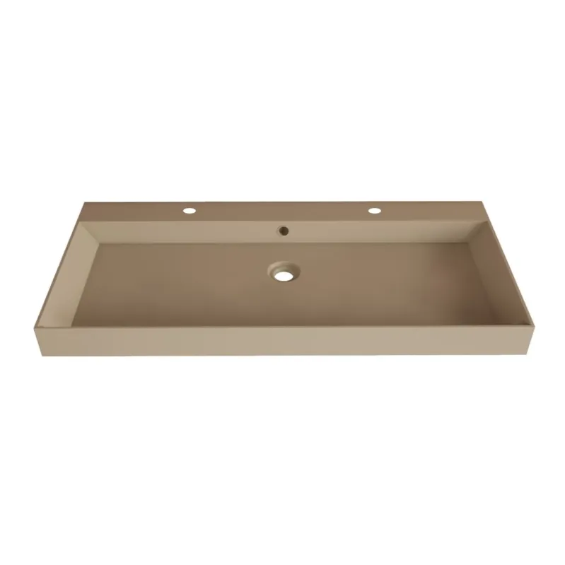 SaniGoods Kolo wastafel 100cm met 2 kraangaten mat cappuccino Uitverkoop