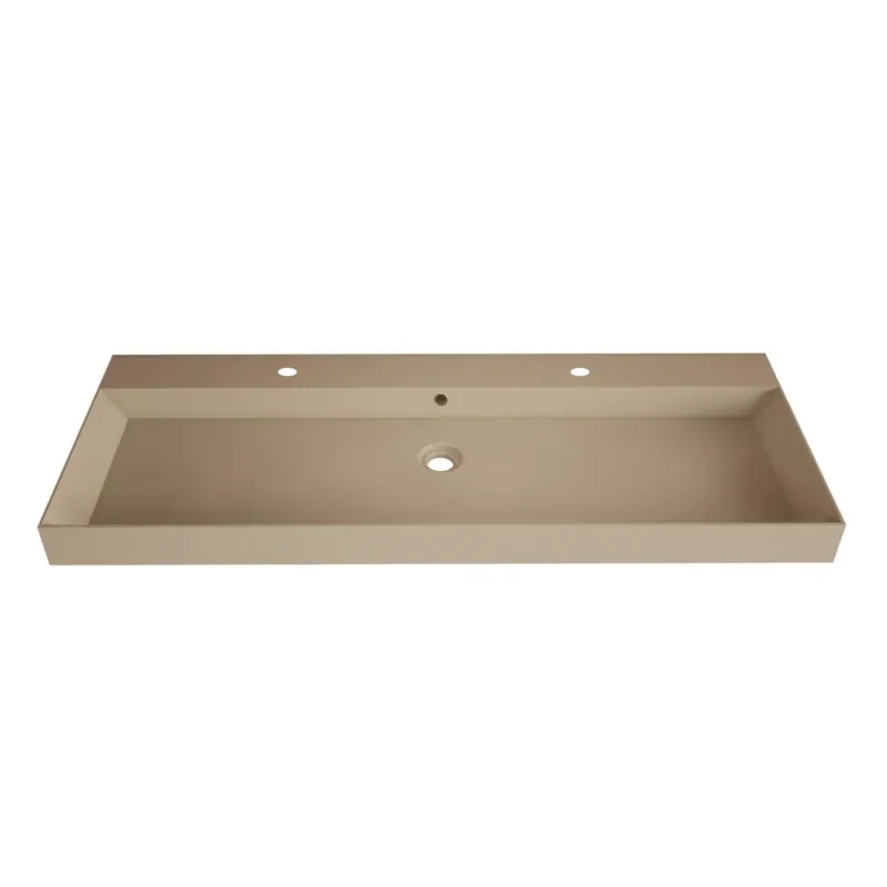 Koop Vandaag SaniGoods Kolo wastafel 140cm met 2 kraangaten mat cappuccino