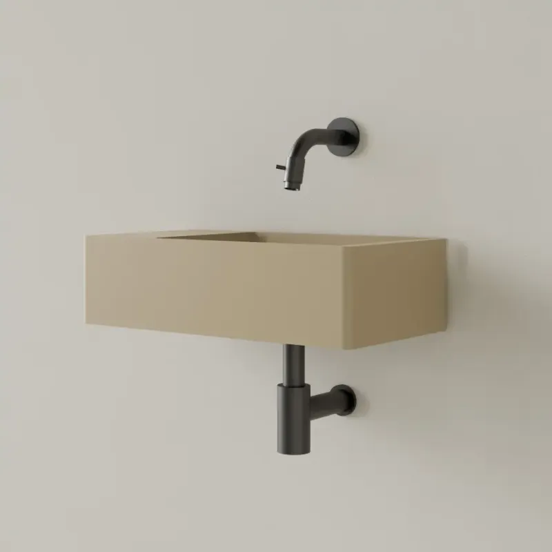 Gereduceerde Prijs Sanigoods Luko fontein 40x22cm links zonder kraangat cappuccino