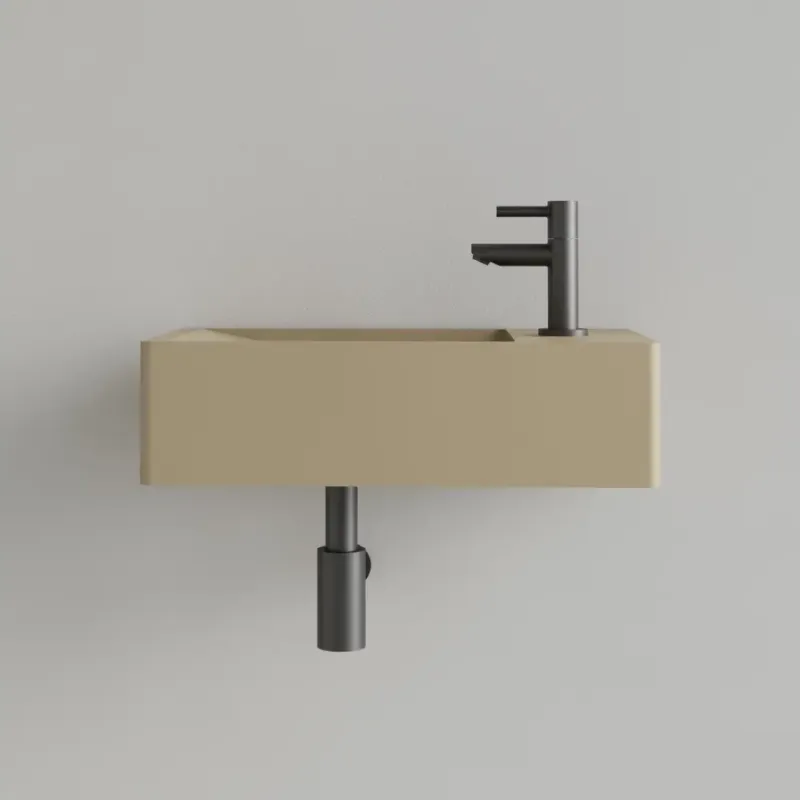 Goedkoop Sanigoods Luko fontein 40x22cm rechts met kraangat cappuccino
