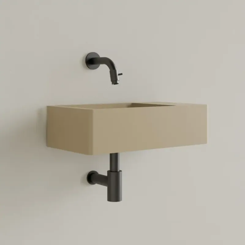 Lage Kosten Sanigoods Luko fontein 40x22cm rechts zonder kraangat cappuccino