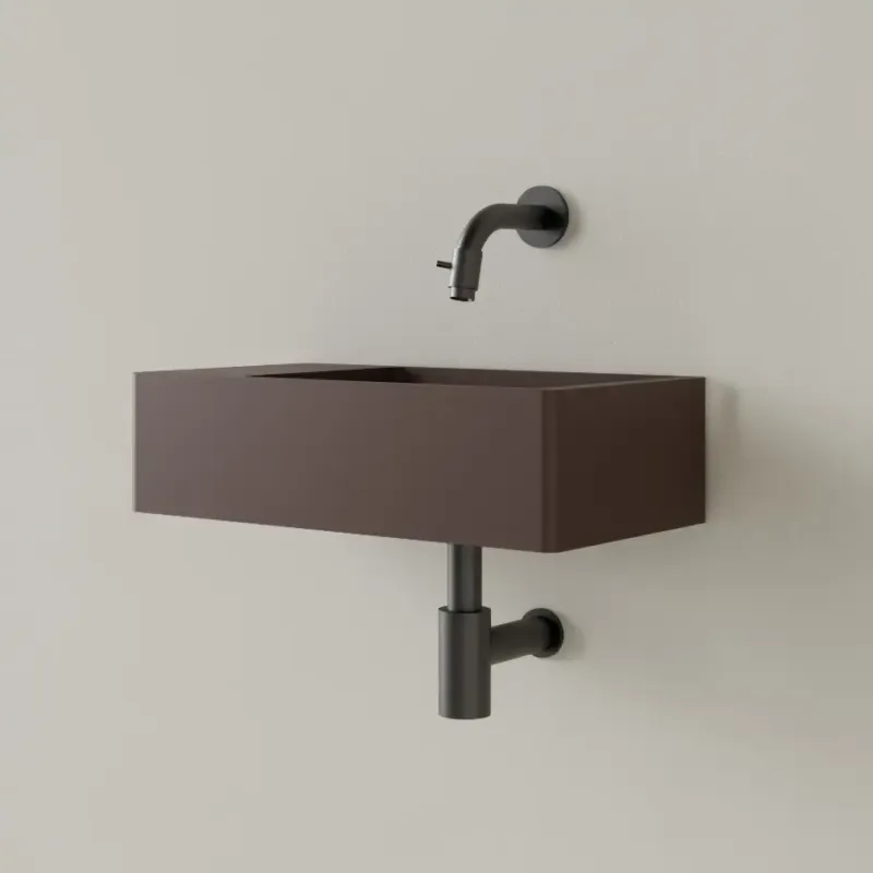 Sanigoods Luko fontein 40x22cm links zonder kraangat choco bruin Veilige Betaling