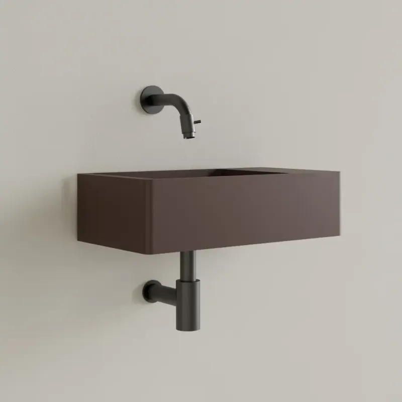 Direct Beschikbaar Sanigoods Luko fontein 40x22cm rechts zonder kraangat choco bruin
