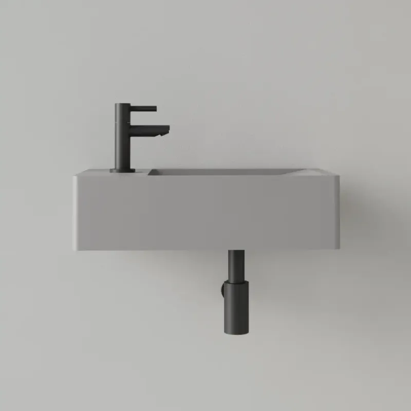 Sanigoods Luko fontein 40x22cm links met kraangat leigrijs Nu Kopen
