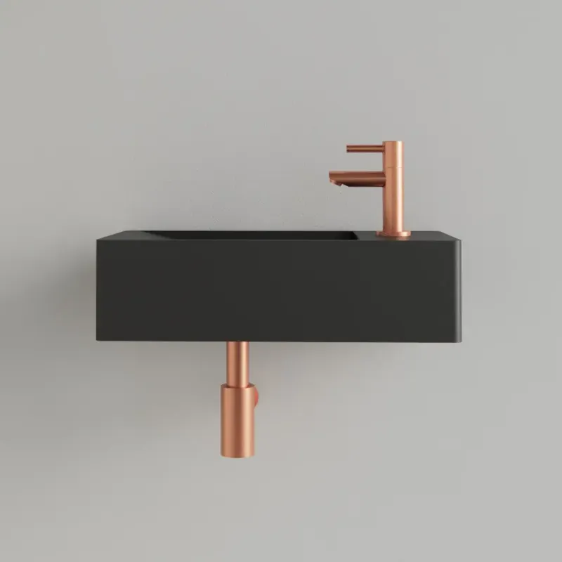 Sanigoods Luko fontein 40x22cm rechts met kraangat mat zwart Direct Beschikbaar