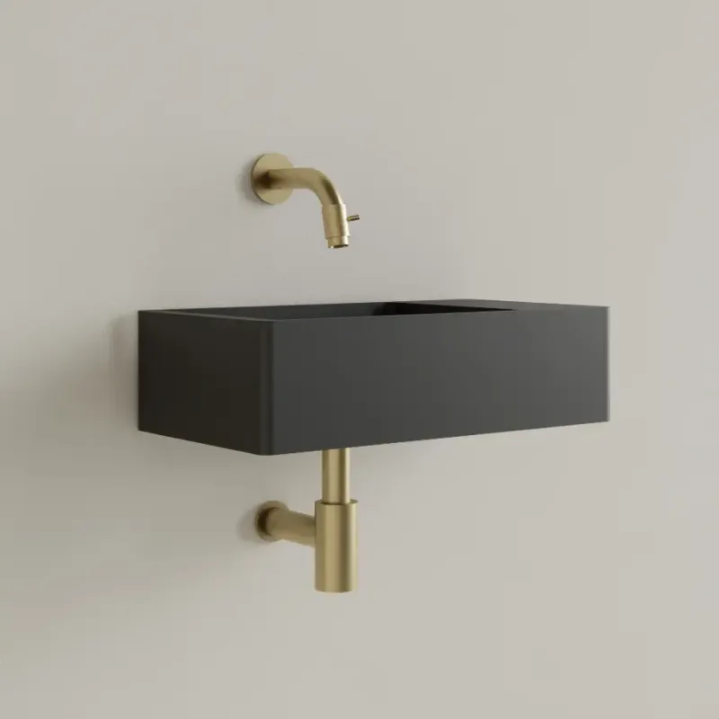 Populair Sanigoods Luko fontein 40x22cm rechts zonder kraangat mat zwart