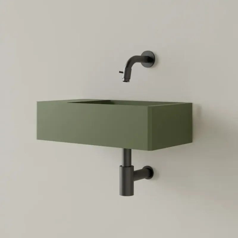 Koop Vandaag Sanigoods Luko fontein 40x22cm links zonder kraangat olijfgroen