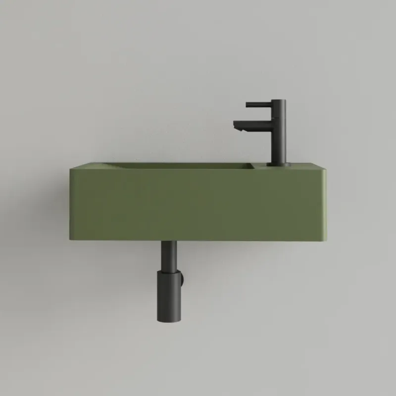 Aanbieding Sanigoods Luko fontein 40x22cm rechts met kraangat olijfgroen