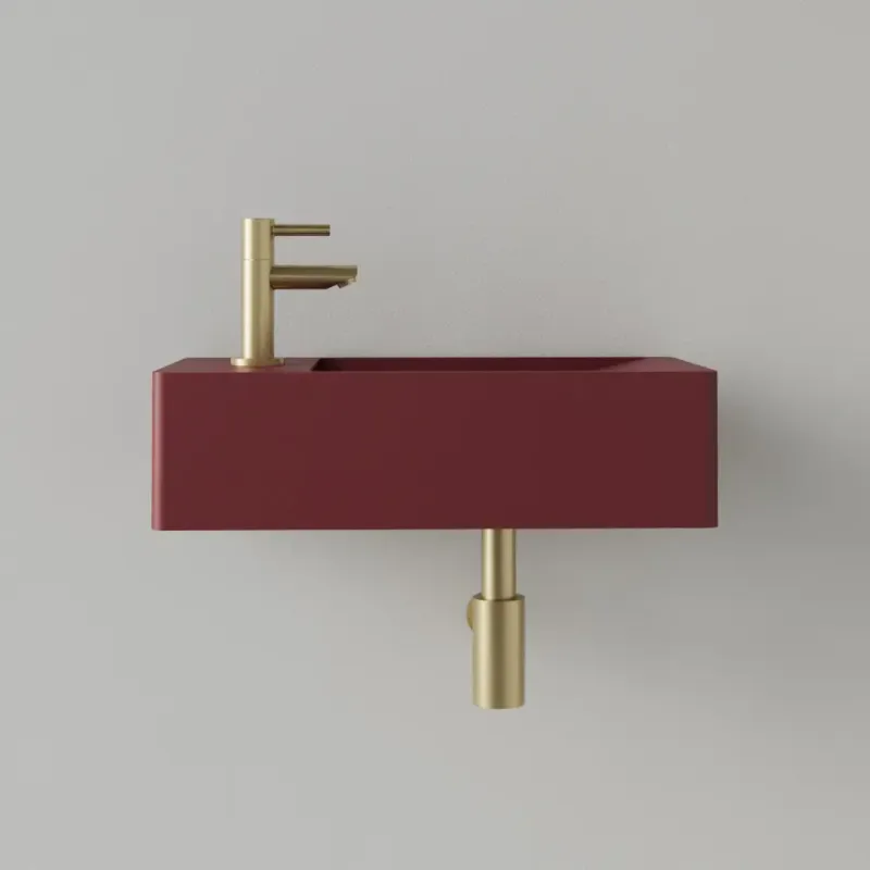 Gecertificeerd Sanigoods Luko fontein 40x22cm links met kraangat wijn rood