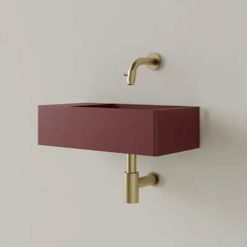 Fabrieksprijs Sanigoods Luko fontein 40x22cm links zonder kraangat wijn rood