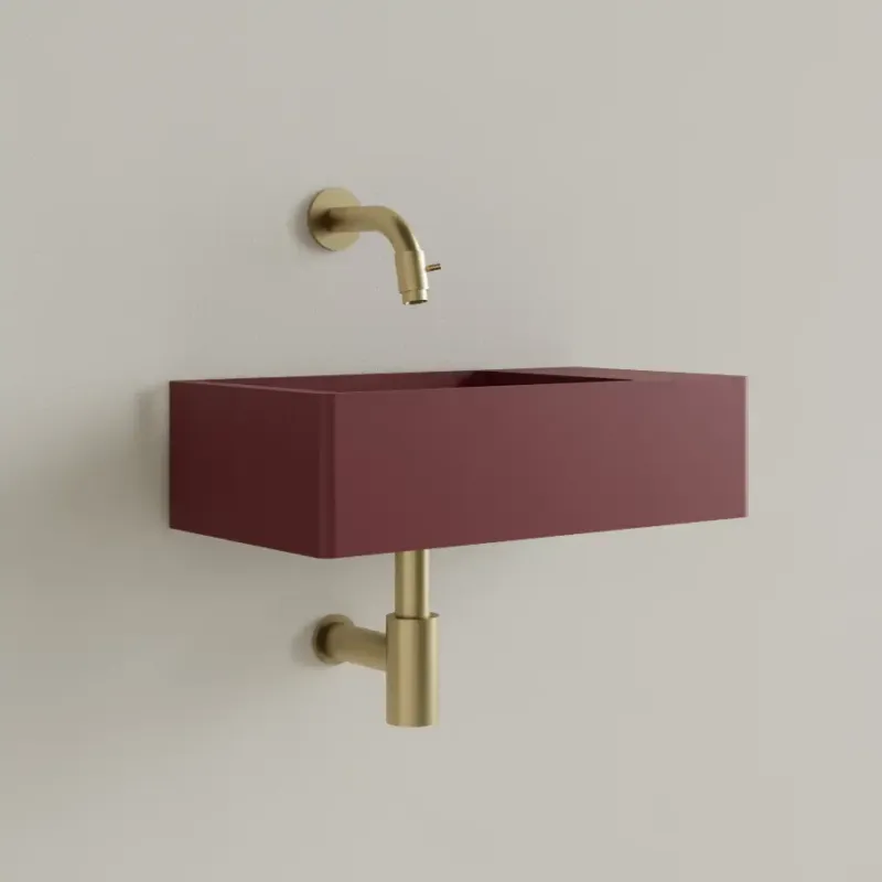 Laatste Versie Sanigoods Luko fontein 40x22cm rechts zonder kraangat wijn rood