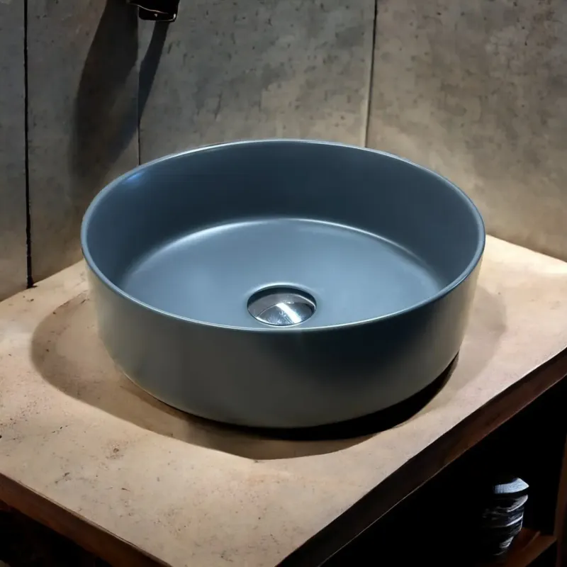 B-Stone Grayce keramische ronde waskom mat grijs 36x12cm Laatste Kans
