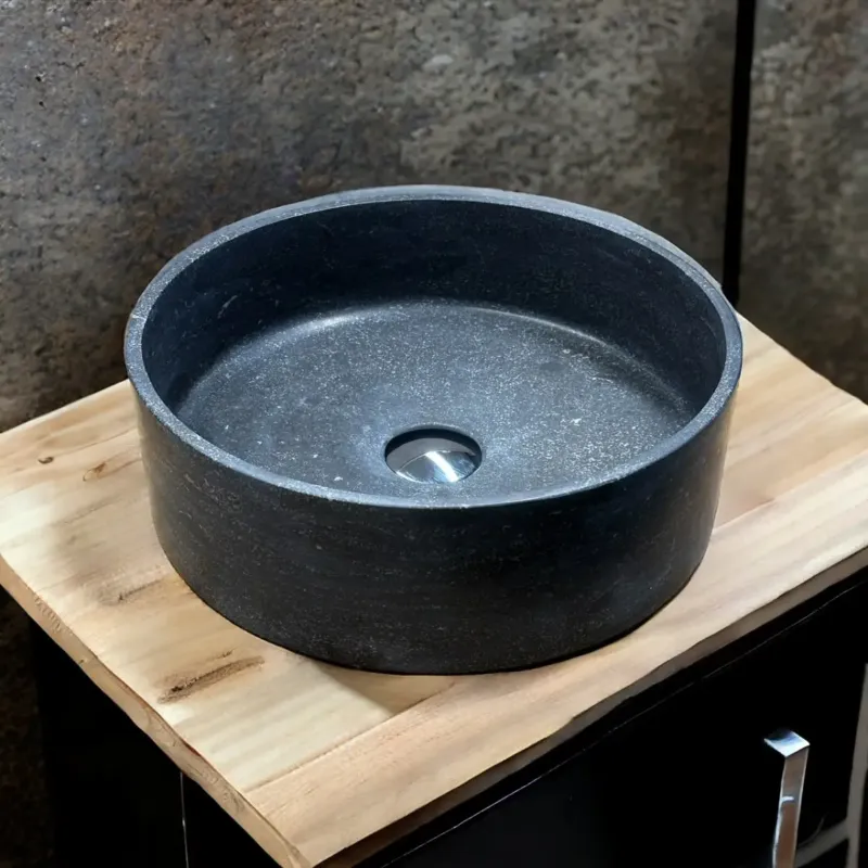 B-Stone Viv ronde waskom natuursteen 38x12cm Laatste Versie