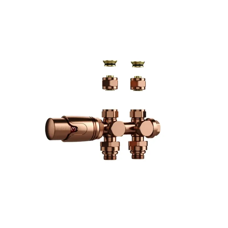Sanigoods thermostatische radiatorkraan recht 1/2"x16 M30 koper geborsteld Must-Have
