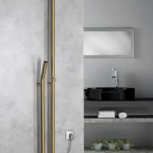 Beperkte Voorraad Sapho Duopasso elektrische handdoek radiator 12x170cm geborsteld messing