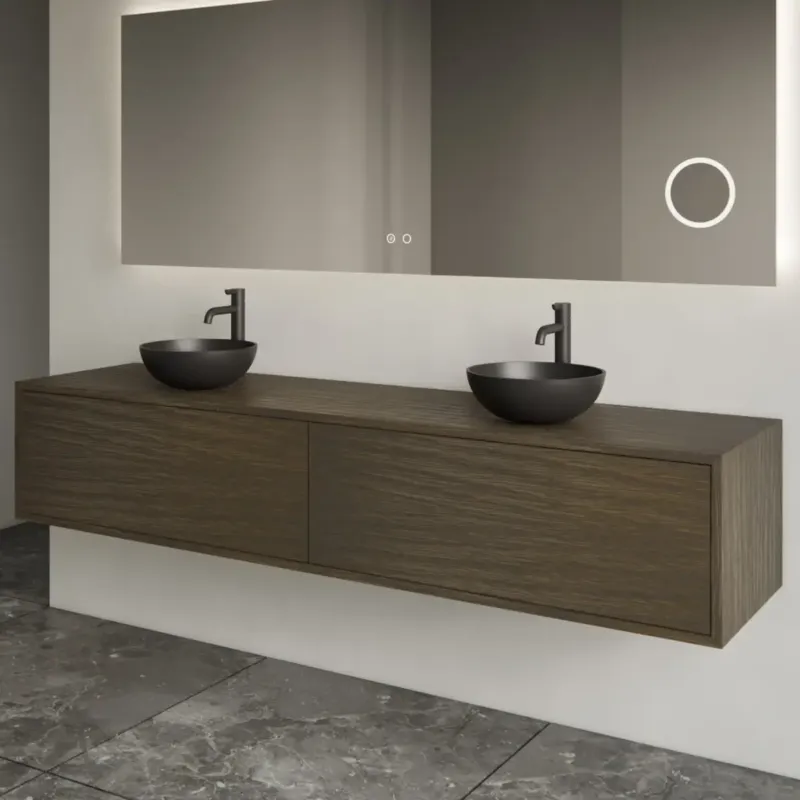 Gliss Design Joa badmeubel met 2 lades 200cm charcoal Nieuw
