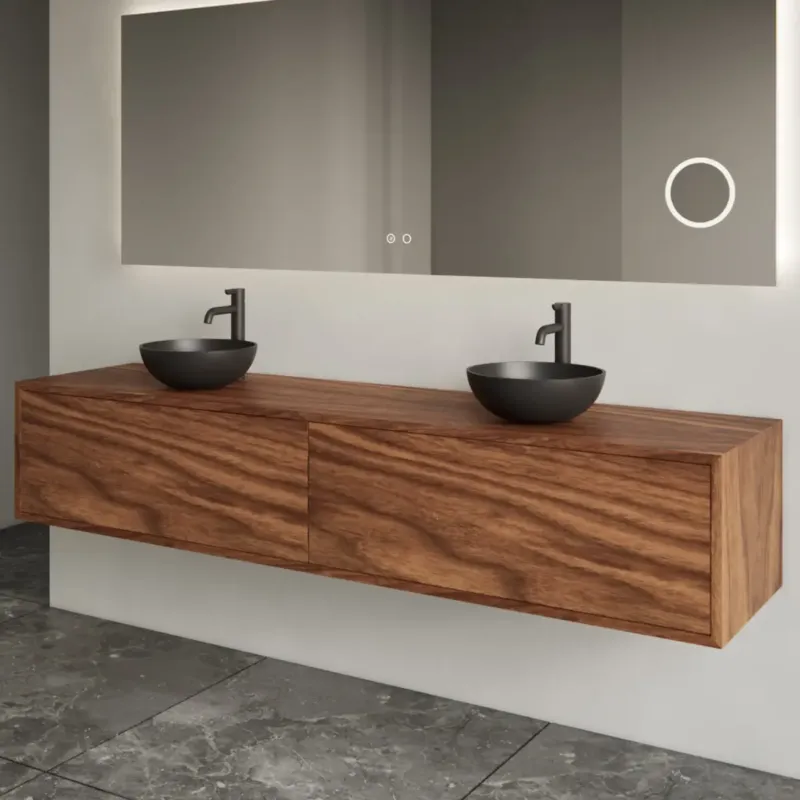 Gliss Design Joa badmeubel met 2 lades 200cm walnut Uitverkoop
