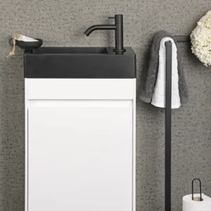 Differnz Hura toiletmeubel wit met natuurstenen fontein grijs Dagaanbieding