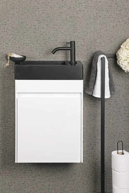 Differnz Hura toiletmeubel wit met natuurstenen fontein grijs Dagaanbieding