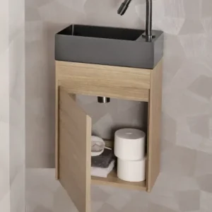 Differnz Hura toiletmeubel eiken met keramische fontein zwart mat Must-Have