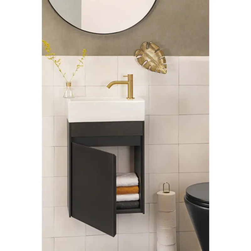 Laatste Kans Differnz Hura toiletmeubel grijs met keramische fontein wit mat