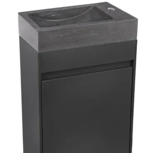 Differnz Hura toiletmeubel grijs met natuurstenen fontein grijs Voordeelprijs