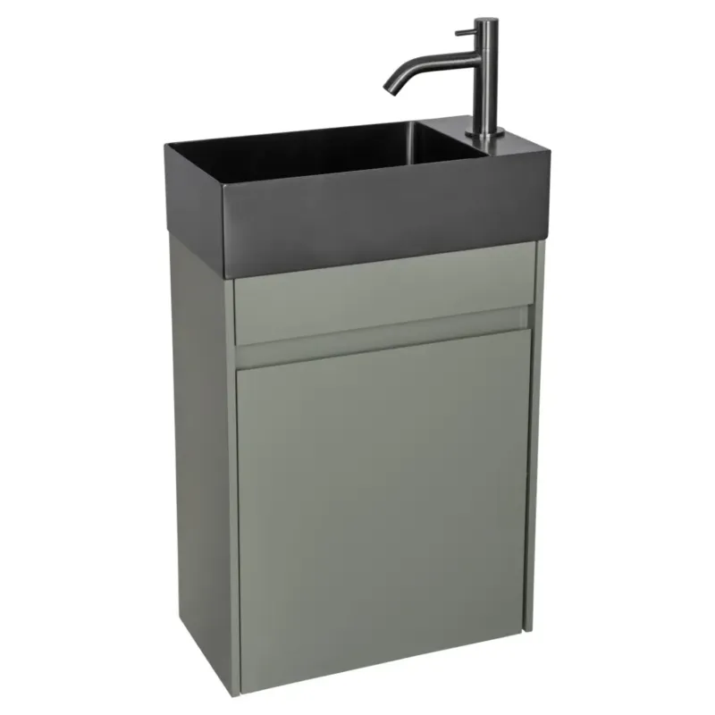 Differnz Hura toiletmeubel groen met keramische fontein zwart mat Gratis Retour