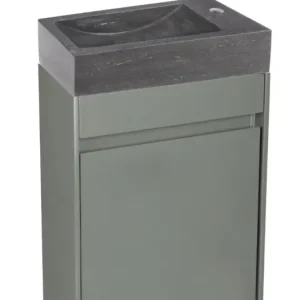 Differnz Hura toiletmeubel groen met natuurstenen fontein grijs Weekendaanbieding