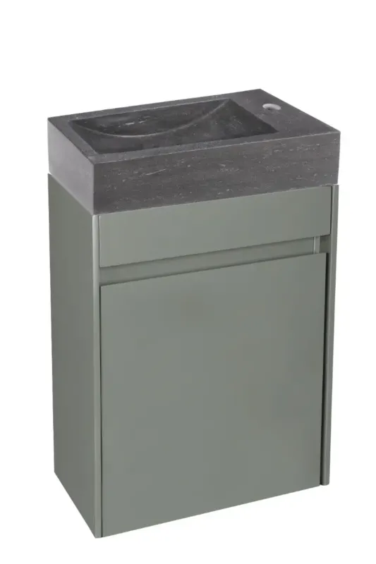 Differnz Hura toiletmeubel groen met natuurstenen fontein grijs Weekendaanbieding
