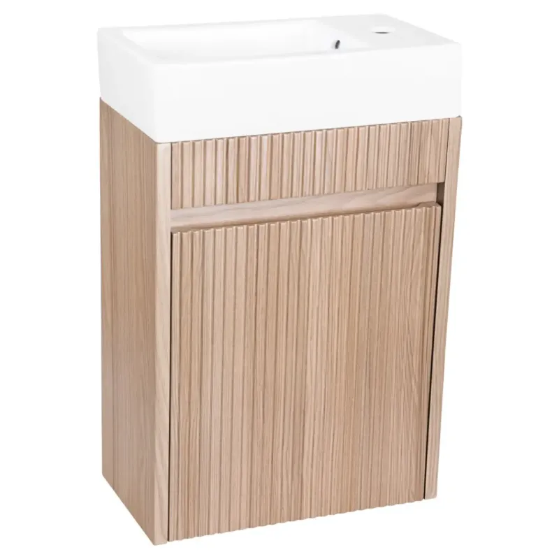 Lage Prijs Differnz Hura toiletmeubel ribbelfront eiken met keramische fontein wit mat