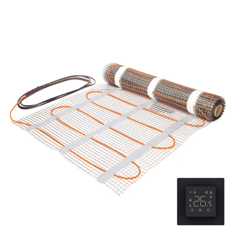 Saniclear Glow elektrische vloerverwarming 12m² 1920W met zwarte Wifi thermostaat Direct Beschikbaar