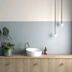 Uitverkoop Jabo Kalma wandtegel 19x6cm blauw licht mat