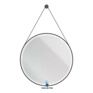 Sanigoods Luna ronde spiegel met verlichting en ophangband 80cm zwart mat Beperkte Voorraad