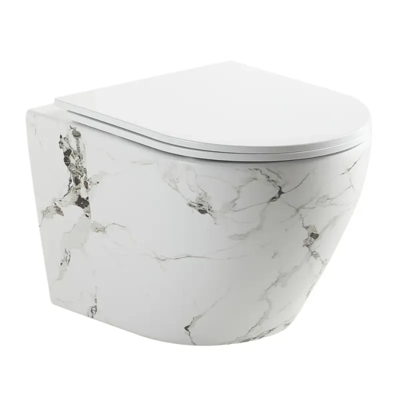 Speciale Aanbieding Best Design Zeus randloos toilet wit marmer met softclose zitting wit glans