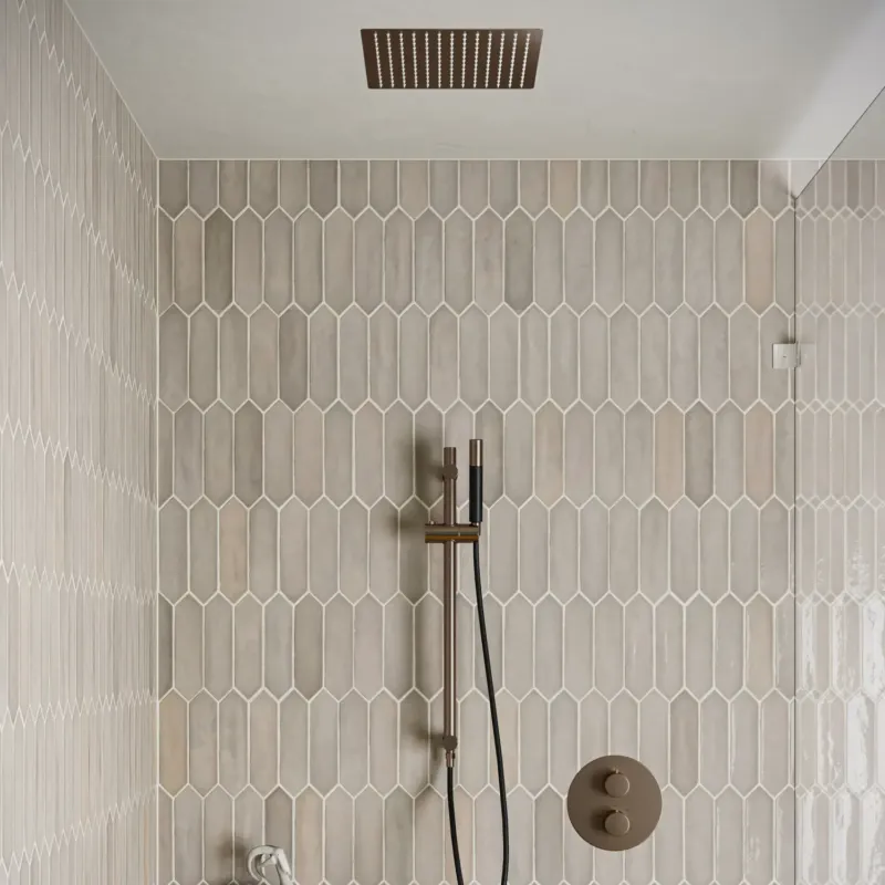 Veilige Betaling Saniclear Cube Pro inbouw regendouche rond met inbouw douchekop 30x30cm, glijstang en staafhanddouche verouderd messing