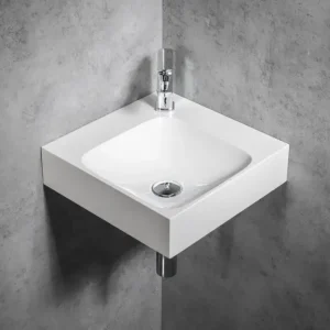 Speciale Aanbieding Sapho Emona hoekfontein gegoten marmer 40x40cm wit glans