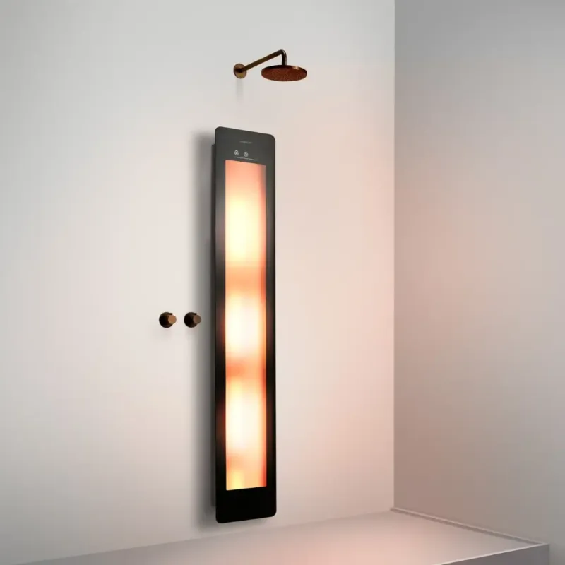 Op = Op Sunshower Round One Large Black infraroodlamp 33x185x10cm opbouw