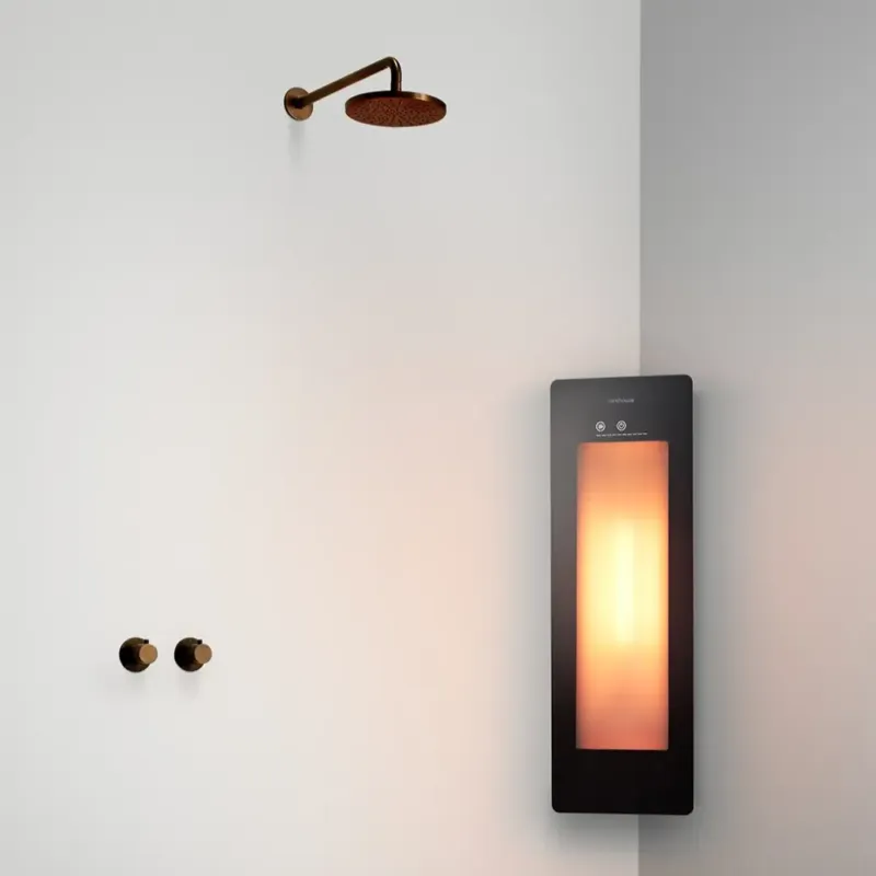 Speciale Aanbieding Sunshower Round One Small Black inbouw infrarood 33x95x10cm hoekopbouw
