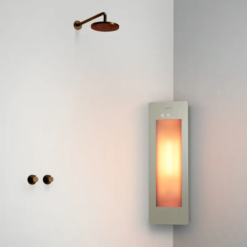 Sunshower Round One Small Sand White infraroodlamp 33x95x10cm hoekopbouw Bestel Nu