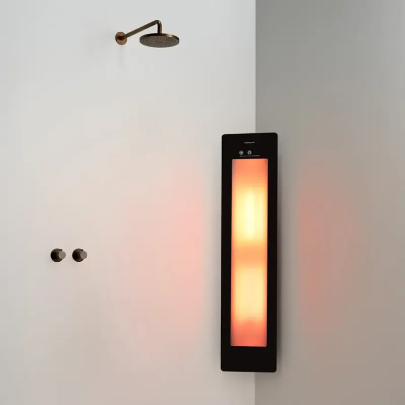 Nieuw Sunshower Round One Medium Black infraroodlamp 33x140x10cm hoekopbouw