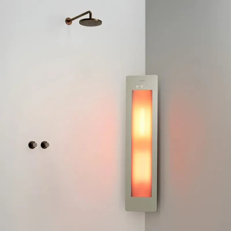 Sunshower Round One Medium Sand White infraroodlamp 33x140x10cm hoekopbouw Lage Kosten